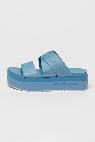 Тапочки на плоской платформе с логотипом Calvin Klein Jeans, синий