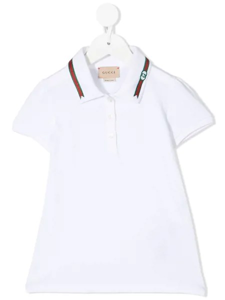 Gucci Kids рубашка поло с отделкой Web