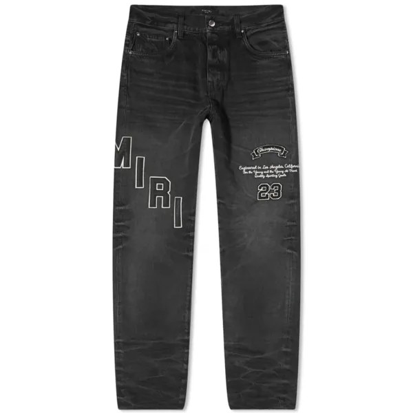 Прямые джинсы с хоккейным логотипом AMIRI, черный