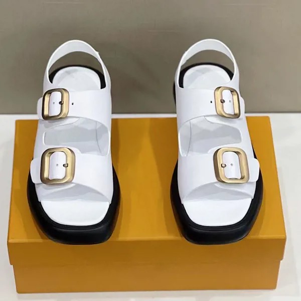 Сандалии на платформе унисекс, роскошная белая кожаная дизайнерская летняя обувь, парные туфли, бронзовый цвет, металл