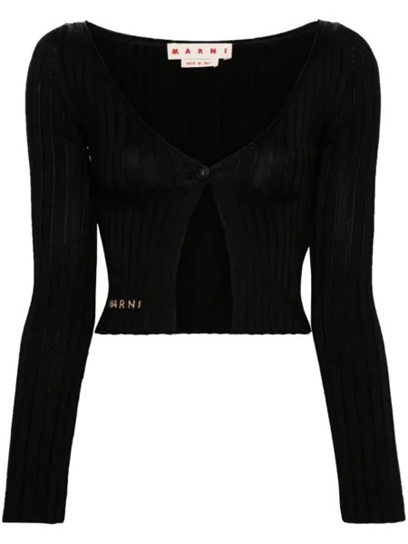 Marni укороченный кардиган с логотипом, черный