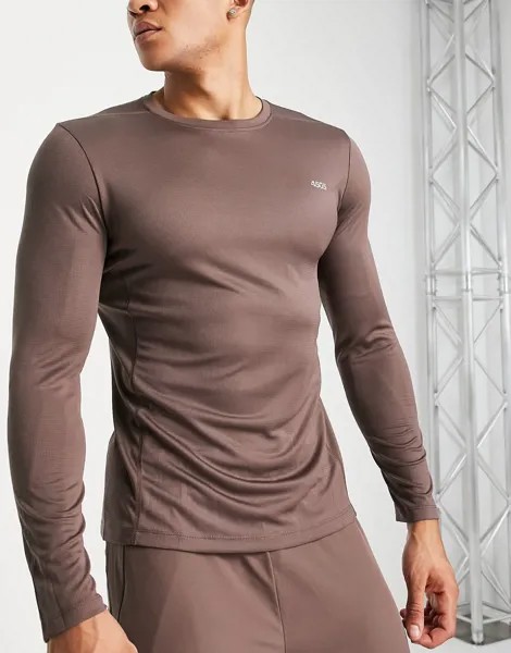 Спортивный лонгслив из быстросохнущей ткани ASOS 4505 Icon-Коричневый цвет