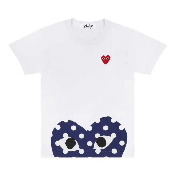 Футболка Comme des Garçons PLAY Polka Dot Half Heart T-Shirt 'White', белый