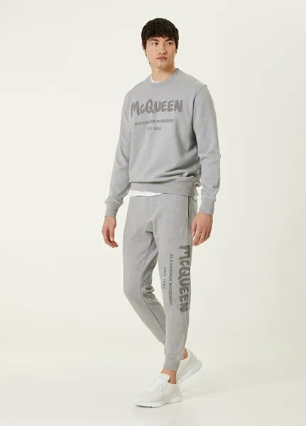 Светло-серые спортивные брюки-джоггеры с логотипом Alexander McQueen