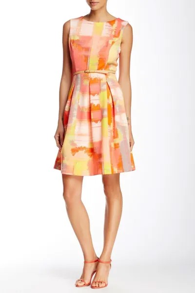 Ellen Tracy NewWT Элегантное коралловое разноцветное женское платье, размер 8, моющееся