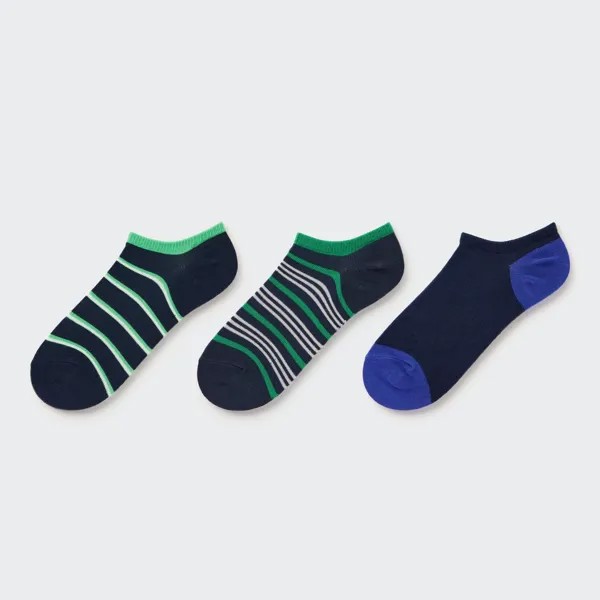 Полосатые короткие носки (три пары) Uniqlo, темно-синий