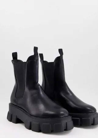 Черные ботинки челси из искусственной кожи на очень массивной подошве Truffle Collection-Черный цвет