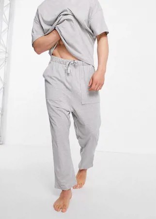 Серая меланжевая пижама с джоггерами и футболкой для дома ASOS DESIGN-Серый