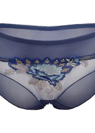 Le Cabaret Трусы слипы средней посадки с вышивкой Амьен, размер 38-48, синий/светло-голубой