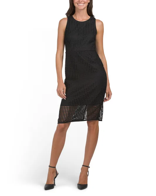 Платье-футляр из сетчатого кружева Dkny, черный