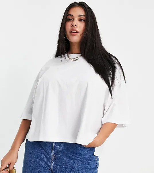 Белая футболка в стиле super oversized с разрезом сбоку ASOS DESIGN Curve-Белый