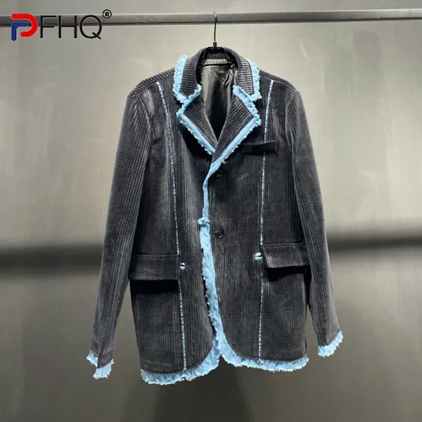 PFHQ 2023 Модная элегантная комбинированная Вельветовая Мужская куртка, высокое качество, стильное весеннее пальто, оригинальный дизайн одежды, Блейзер, Новинка