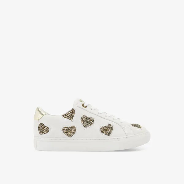 Низкие кожаные кроссовки Lane Love, украшенные кристаллами Kurt Geiger London, бежевый