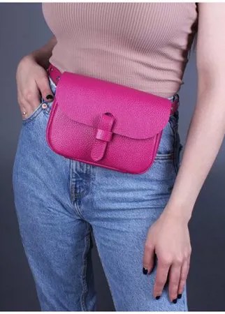 Женская поясная сумка из натуральной кожи фуксия A016 fuchsia mini grain Divalli