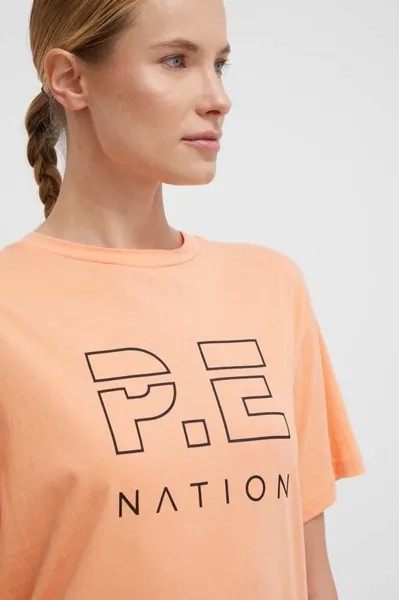 Хлопковая футболка P.E Nation, оранжевый