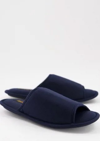 Темно-синие шлепанцы с верхом из вафельной ткани Truffle Collection-Темно-синий