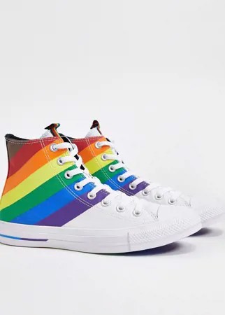 Высокие белые кеды с радугой Converse chuck taylor all star-Многоцветный