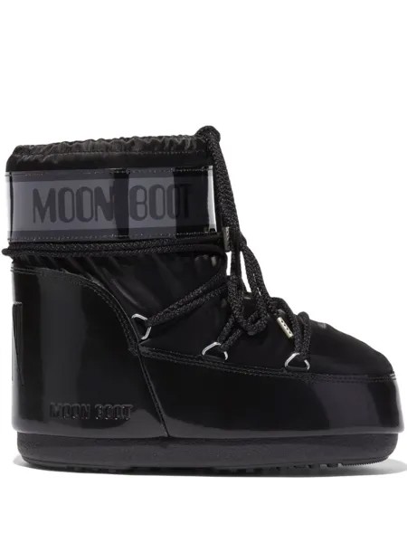 Moon Boot дутые ботинки Glance на плоской подошве, черный