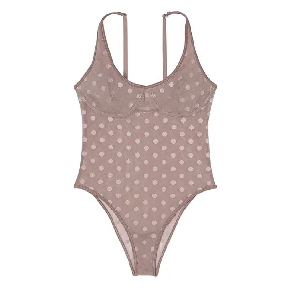 Боди Victoria's Secret Pink Dot Mesh, светло-коричневый