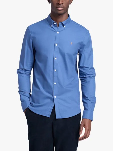 Оксфордская рубашка приталенного кроя Brewer из органического хлопка Farah, стальной синий