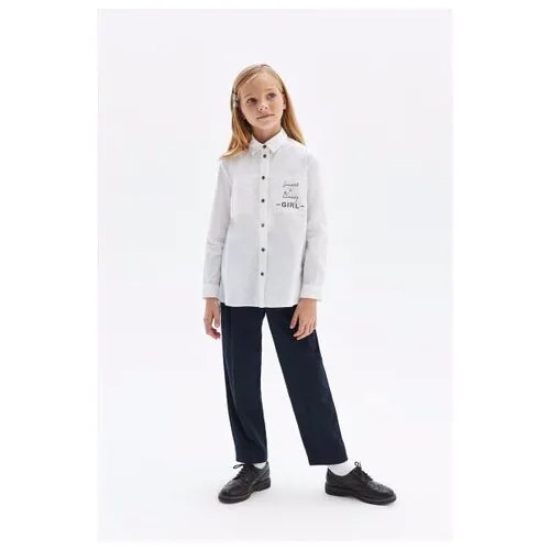 Блузка из хлопка на кнопках, Silver Spoon School, SSFSMG-129-22602-200, Размер 134, Цвет Белый