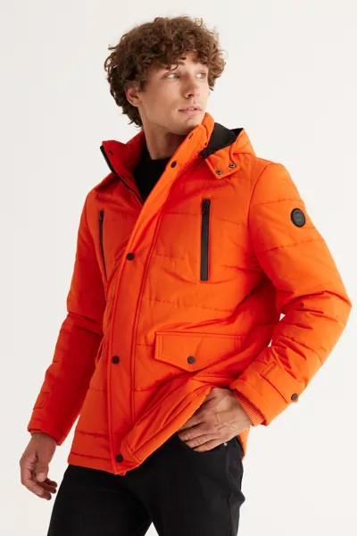 Мужское оранжевое пальто стандартной посадки с воротником-стойкой и воротником-стойкой для зимнего холода AC&Co/Altınyıldız Classics AC&Co Altinyildiz Classics, оранжевый
