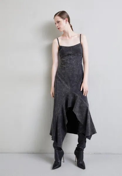 Элегантное платье Slit Dress Rucffles Details Elleme, цвет washed grey