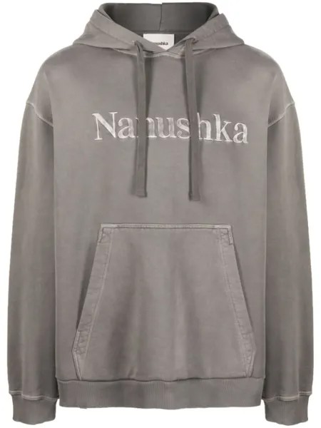 Nanushka худи с вышитым логотипом, серый