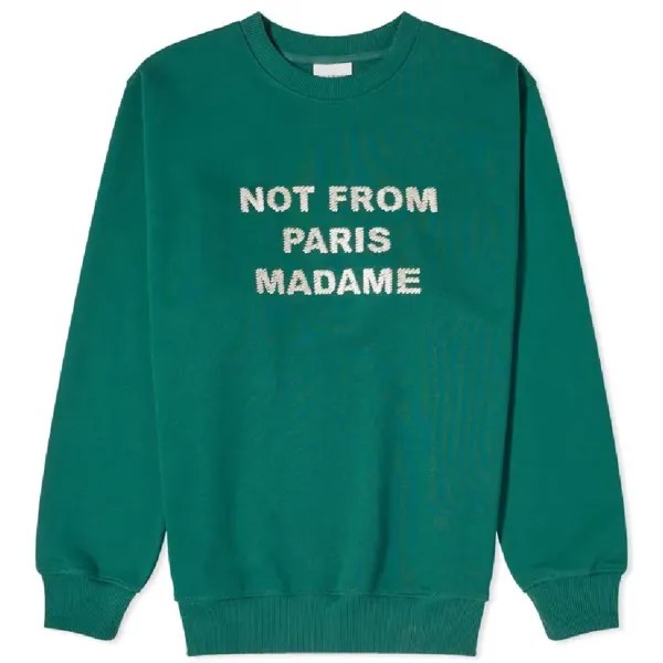 Толстовка Drole De Monsieur Not From Paris Madame Crew, зеленый
