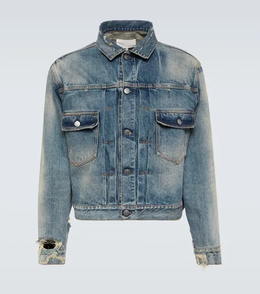 Потертая джинсовая куртка Maison Margiela, синий