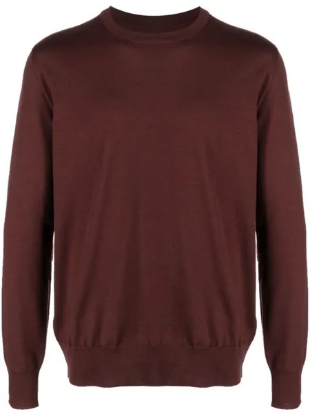 Jil Sander шерстяной джемпер тонкой вязки, коричневый