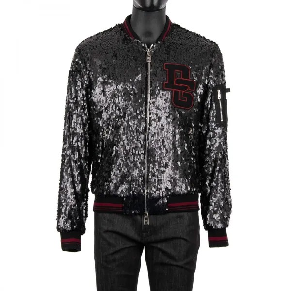 Dolce - Gabbana Бомбер College с пайетками и логотипом Dg Черный Красный 07933