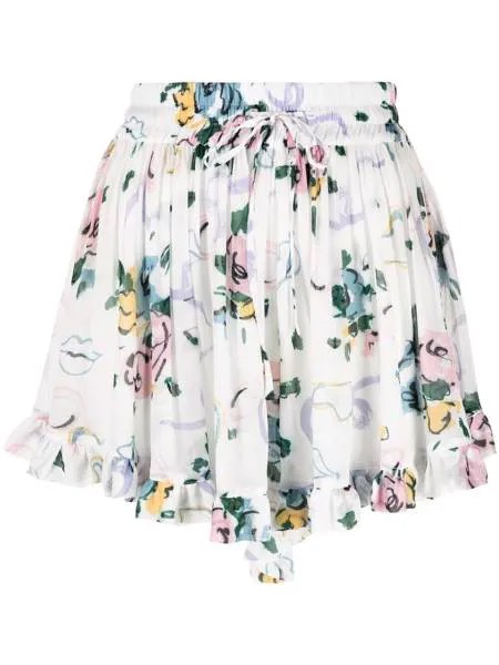 Alessandra Rich шорты с цветочным принтом