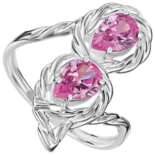 Серебряное кольцо с розовым камнем (нанокристалл) - коллекция Ривьера / Без Покрытия (размер 16)