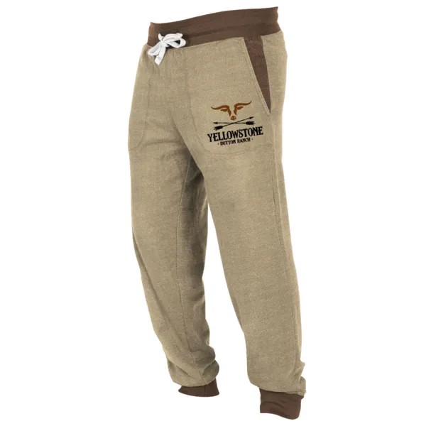 Мужские спортивные штаны винтажные Йеллоустонские повседневные спортивные брюки контрастного цвета цвета хаки