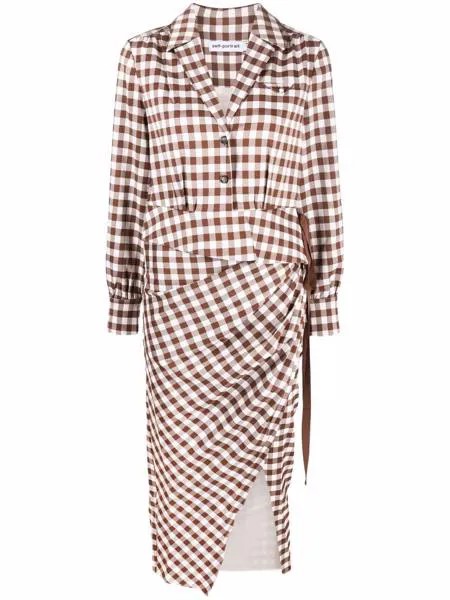 Self-Portrait gingham blazer midi dress