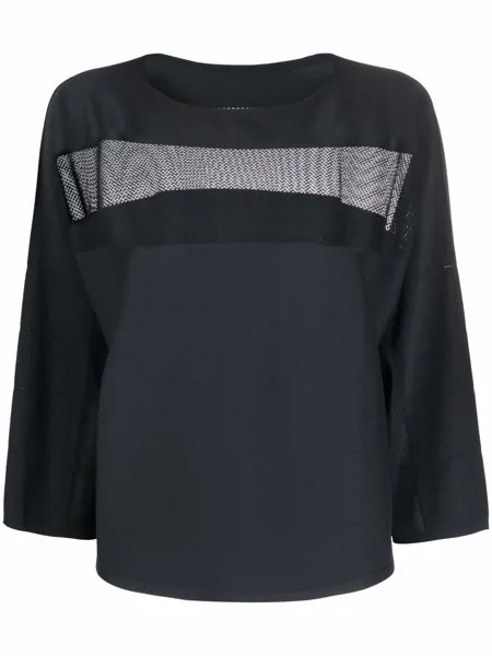 Pleats Please Issey Miyake укороченная блузка с сетчатой вставкой