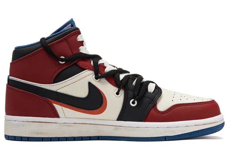 Кроссовки Air Jordan 1 Vintage Basketball Shoes Women's High-top Red/white, темно-красный