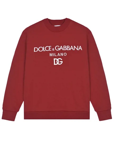 Красный свитшот с белым лого Dolce&Gabbana детский