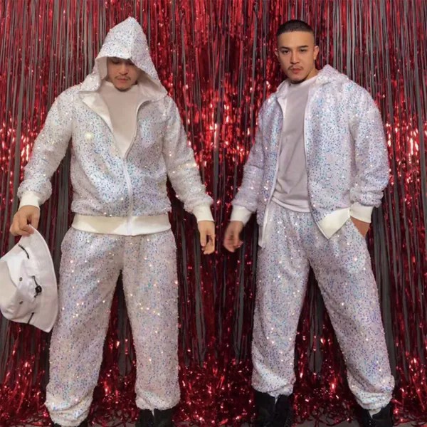Мужской серебристый и золотой комплект с блестками для ночного клуба, DJ DS, Gogo, танцевальные костюмы, танцевальная одежда для шеста, мужской костюм для фотосъемки XS117879