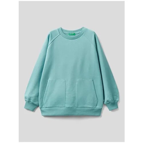 Худи UNITED COLORS OF BENETTON, карманы, без капюшона, размер 120 (S), голубой
