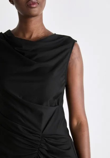 Коктейльное платье / Вечернее платье Cowl Neck Ruched Midi DKNY, черное