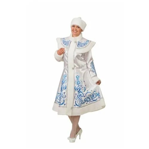 Карнавальный костюм Батик Снегурочка аппликация белая сатин взрослая