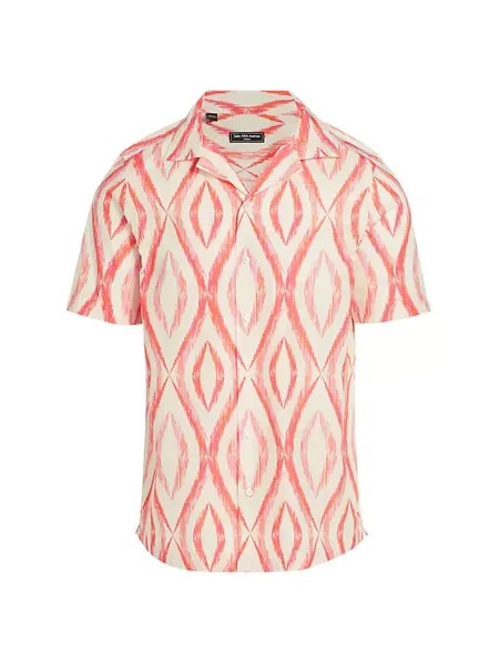 Рубашка приталенного кроя с волнистым принтом и короткими рукавами Saks Fifth Avenue, ярко-розовый