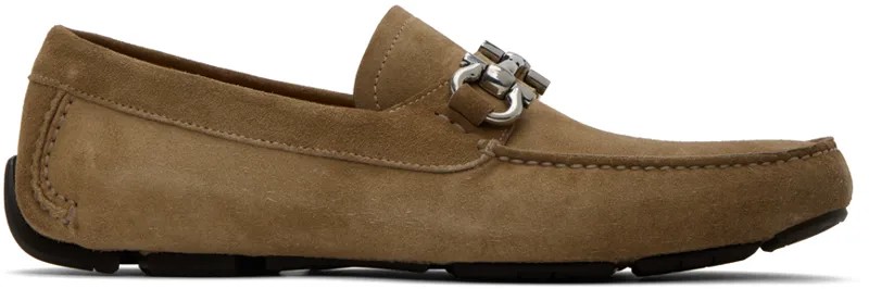 Бежевые лоферы с орнаментом Gancini Ferragamo