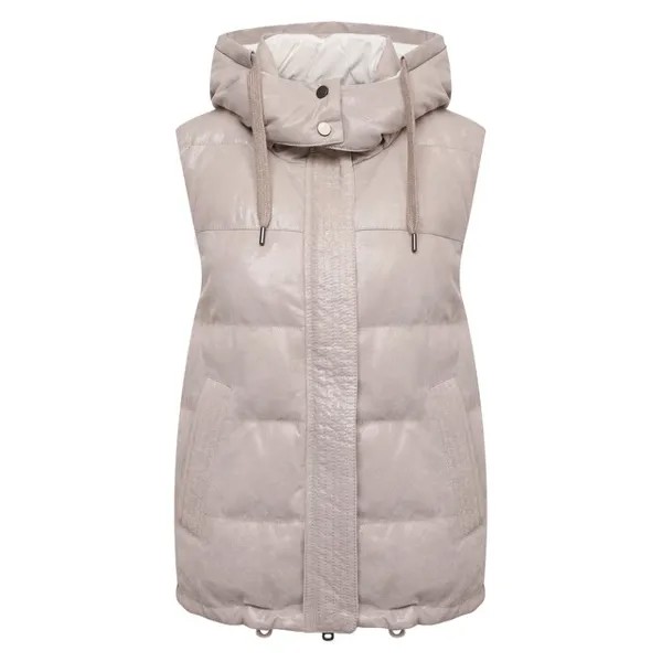 Пуховый жилет из кожи Brunello Cucinelli