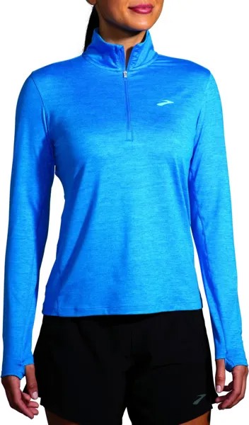 Футболка Brooks Dash 1/2 Zip 2.0, цвет Heather Azure Blue