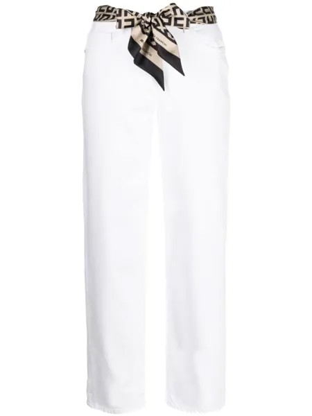 Elisabetta Franchi укороченные джинсы с поясом, белый