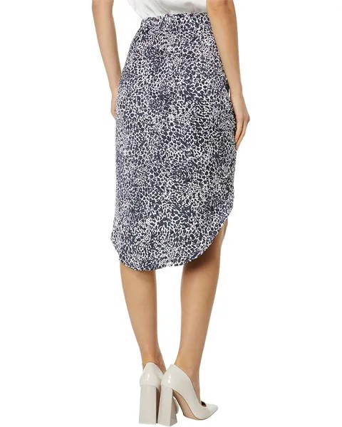 Юбка BCBGMAXAZRIA Printed Hammered Satin Skirt, цвет Navy/Off-White