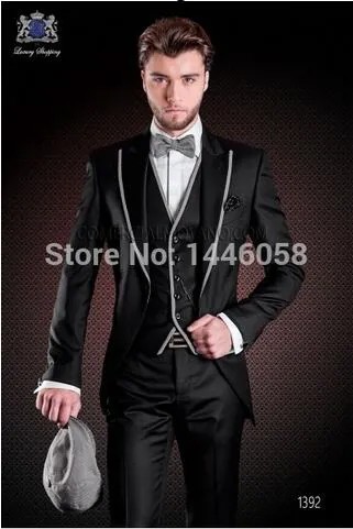 Новый дизайн, приталенный черный, серый, красный, белый официальный мужской костюм, смокинг для жениха, мужской костюм для шафера, костюм для...